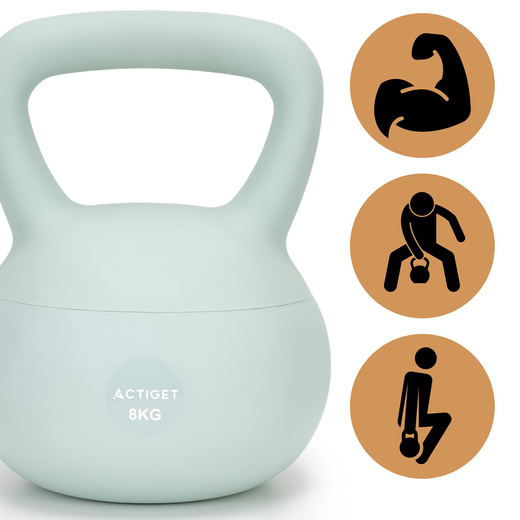 Kettlebell miękki 8 kg kula odważnik hantla ciężar do ćwiczeń fitness, turkusowy