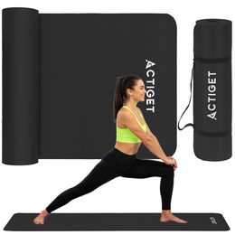 Mata do jogi, ćwiczeń fitness 183x61 cm antypoślizgowa, materac do stretchingu czarny