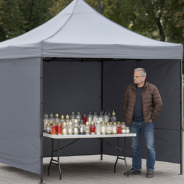 Namiot handlowy 3x3 m ogrodowy pawilon targowy ekspresowy na imprezy, catering szary