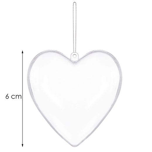 Bombki akrylowe 6cm serce plastikowe decoupage zestaw 2 szt.