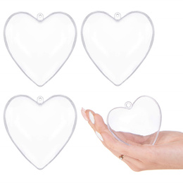 Bombki akrylowe 7cm serce plastikowe decoupage zestaw 4 szt.