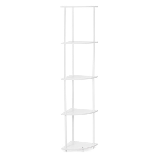 Regał narożny biały 147 cm z 5 półkami loft do łazienki nowoczesny na książki 