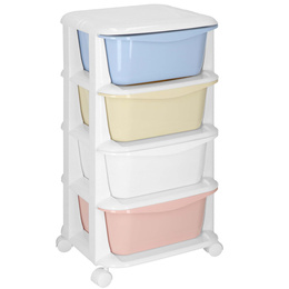 Regał na zabawki z 4 szufladami, pojemnik na kółkach, mobilny orgaznizer pastelowy