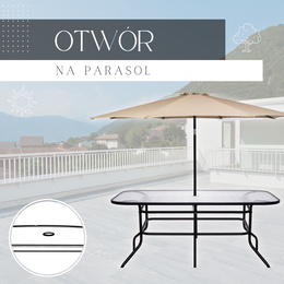 Meble ogrodowe na taras krzesła metalowe 6 szt. stół prostokątny 120 x 70 cm czarno-brązowy 
