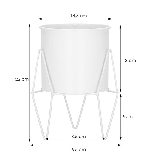 Stojący kwietnik 22 cm stojak z doniczką na kwiaty nowoczesny loft biały mat