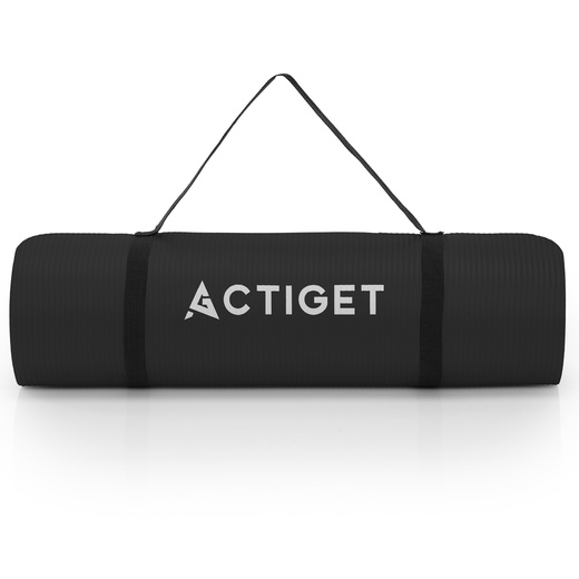 Mata do jogi, ćwiczeń fitness 183x61 cm antypoślizgowa, materac do stretchingu czarny