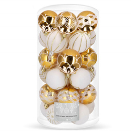 Bańki choinkowe 30 szt. bombki świąteczne zestaw biało0złoty