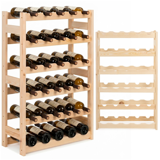 Regał na wino drewniany, stojak na butelki 86 cm szafka z półkami na alkohol 30 butelek
