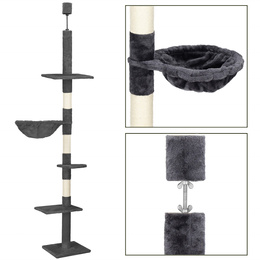 Drapak dla kota sufitowy sizal słupek z legowiskiem i platformami 245 - 260 cm