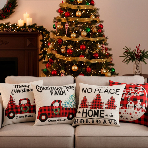 Poszewki świąteczne 40x40cm 4 szt. zestaw dekoracyjny na poduszki jaśki