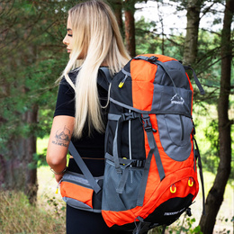 Plecak turystyczny 70 L trekkingowy wielofunkcyjny z gwizdkiem 