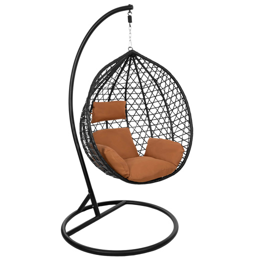 Kokon rattanowy do ogrodu, na taras, balkon, fotel wiszący z poduszkami