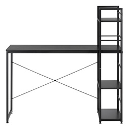 Biurko komputerowe z regałem nowoczesne, stolik loft 120x48x122 cm czarne