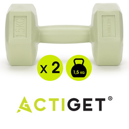 Ciężarki 2x1,5kg hexagonalne do ćwiczeń fitness hantle zestaw 2 szt. zielone