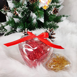 Bombki akrylowe 12cm serce plastikowe decoupage zestaw 4 szt.
