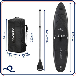Deska pompowana do pływania SUP 350 cm paddleboard komplet z wiosłem i wyposażeniem 
