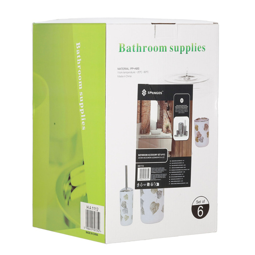 Zestaw łazienkowy 6w1 akcesoria do wc łazienki loft szczotka kubki kosz dozownik szary