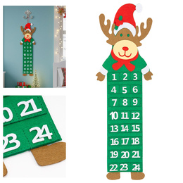 Kalendarz adwentowy, wiszący z 24 przegródkami Renifer, dekoracja świąteczna, filc, multikolor
