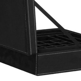 Szkatułka na biżuterię 26x26x9 cm czarny, welurowy organizer z przegródkami