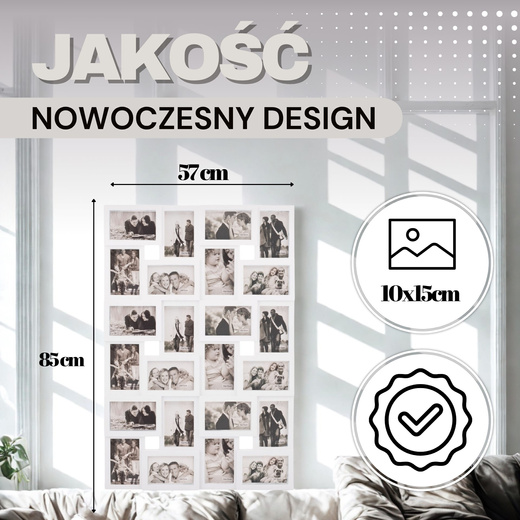 Ramka na zdjęcia 24 zdjęcia multiramka 10x15 biała