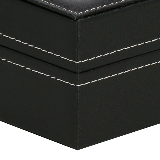 Szkatułka na zegarki 30x11x8 cm czarno-kremowy, ekoskóra organizer z przegródkami i okienkiem