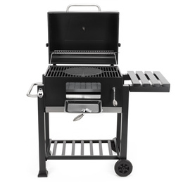 Grill węglowy, ogrodowy z pokrywą, termometr, ruszt emaliowany