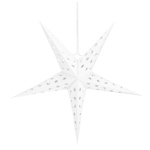 Gwiazda papierowa świąteczna biała 3D 25 cm i lampki choinkowe 10 led ciepły biały
