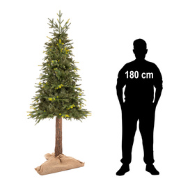 Choinka sztuczna na pniu 220 cm świerk naturalny ze stojakiem nowoczesny