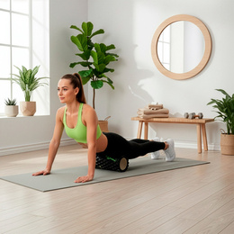 Wałek do masażu, średnio twardy, roller z wypustkami, czarny