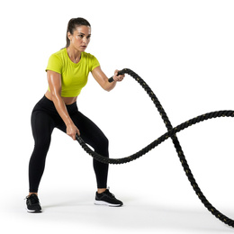 Lina treningowa do crossfit 9 m Battle Rope Power do ćwiczeń siłowych czarna