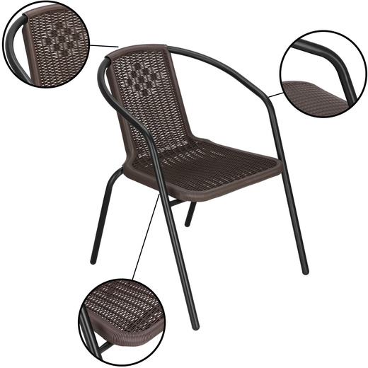 Meble ogrodowe metalowe zestaw stół 140x80 cm i 4 krzesła na taras balkon czarno-brązowe