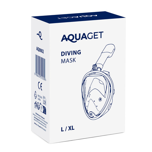 Maska do nurkowania L/XL pełnotwarzowa, z rurką, AntiFog, DryTop do snorkelingu regulowana