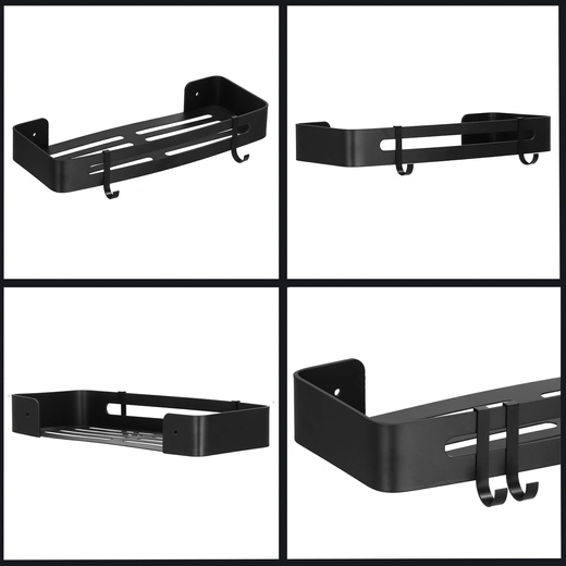 Półka łazienkowa pod prysznic 32x12 cm ze stali nierdzewnej czarna