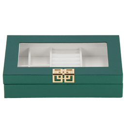 Szkatułka na biżuterię 23,5x14x5,5 cm zielony, ekoskóra organizer z przegródkami