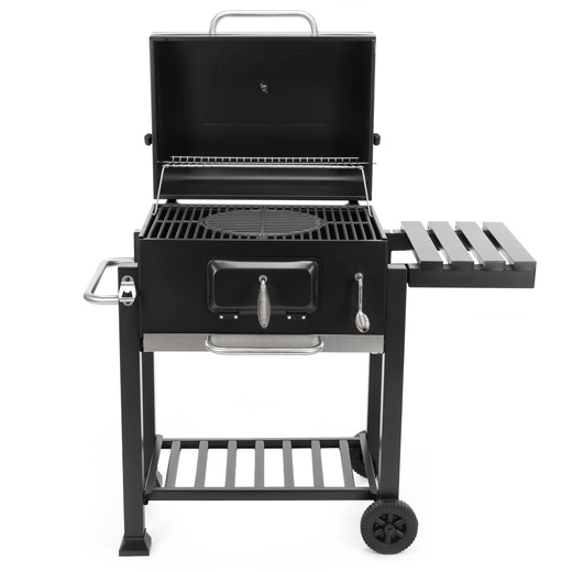 Grill węglowy, ogrodowy z pokrywą, termometr, ruszt emaliowany