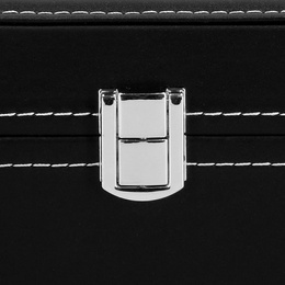 Szkatułka na zegarki 30x11x8 cm czarno-kremowy, ekoskóra organizer z przegródkami i okienkiem