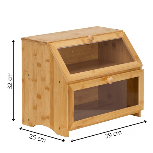 Chlebak zamykany, dwupoziomowy, szafka na pieczywo, bambusowy