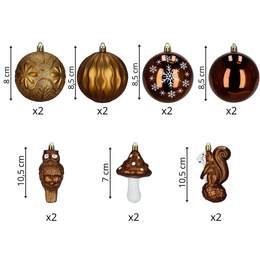 Bombki choinkowe 14 szt. zestaw dekoracje świąteczne ozdoby nietłukące brązowe