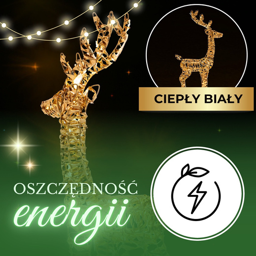 Renifer świąteczny 80 LED świetlna dekoracja do ogrodu biały ciepły