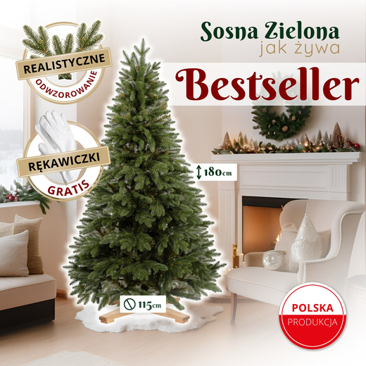Choinka sztuczna 180 cm sosna zielona PE Royal Trees premium drzewko świąteczne jak żywe