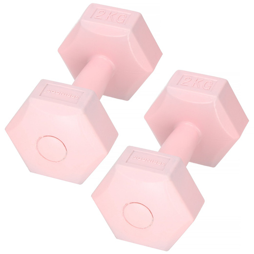 Ciężarki 2kg hexagonalne do ćwiczeń fitness hantle zestaw 2 szt. różowe