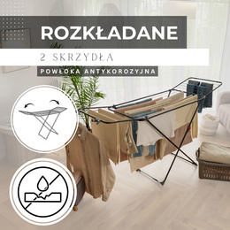 Suszarka na pranie składana 3w1 na ubrania, bieliznę, ze wspornikami na kaloryfer