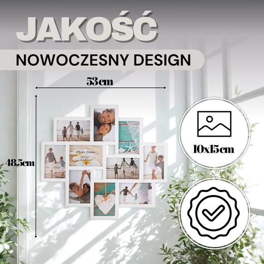Ramka na zdjęcia 10 zdjęć multiramka 10x15 biała