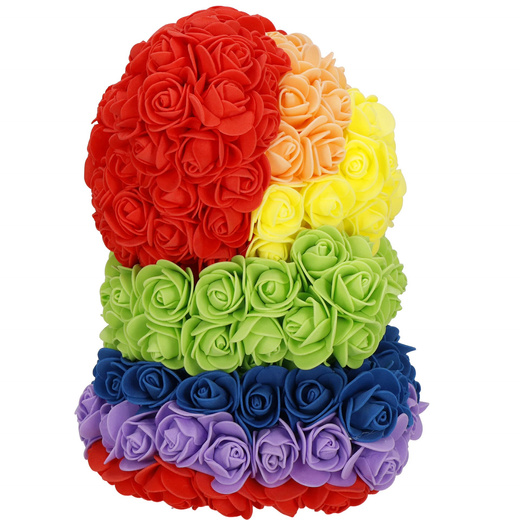 Miś z płatków róż multikolor 25 cm rose bear z opakowaniem tęczowy