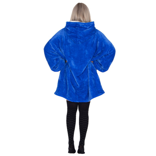 Kocobluza damska oversize koc bluza 2w1 z kapturem ciepła niebieska