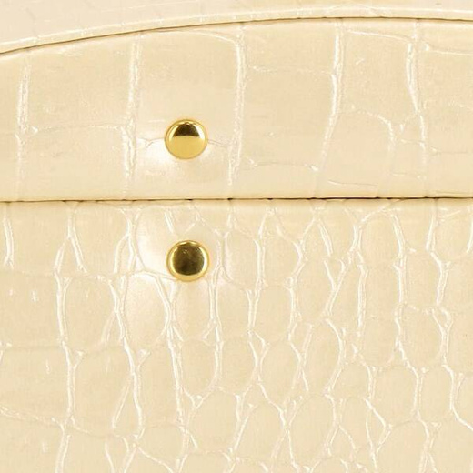 Szkatułka na biżuterię ekoskóra 17,5x14x12,5 cm ecru organizer z przegródkami