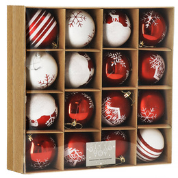 Bombki choinkowe 16 szt. czerwony 8 cm zestaw choinkowy