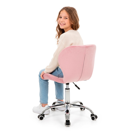 Fotel biurowy obrotowy krzesło na kółkach do nauki, pracy regulowane ergonomiczne różowe