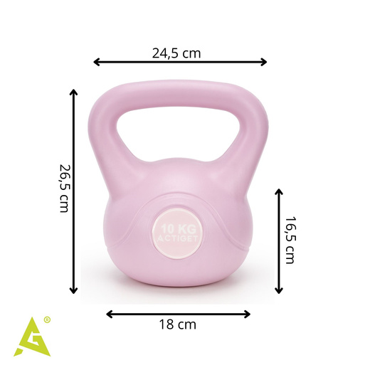 Kettlebell 10 kg odważnik, hantla do ćwiczeń ABS kula do treningu siłowego, różowa