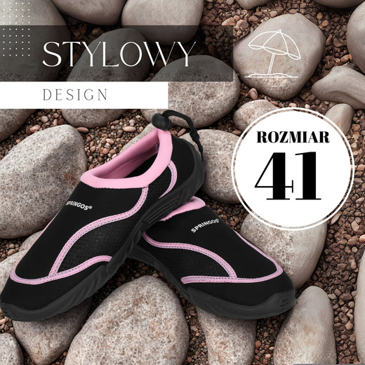 Buty do wody damskie rozm. 41 szybkoschnące buty na plażę, do pływania czarno-różowe